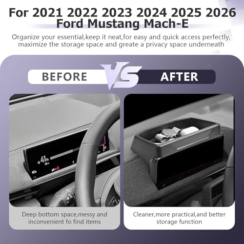 Image of LUWU 2026 Mustang Mach E Dashboard Storage Tray Compatible with Ford Mustang Mach E 2021-2026 Accessories Center Console Display Box Hidden Organizer Tray Behind Screen (Only Fit for 10.2-inch Screen)