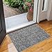 RUGSREAL Small Area Rug 2x3 Entryway Rug Washable Contemporary Bath Mat Modern Solid Indoor Throw Carpet Machine Washable Non-Slip Low-Pile Area Rug for Living Room Bedroom Laundry, 2' x 3' Grey