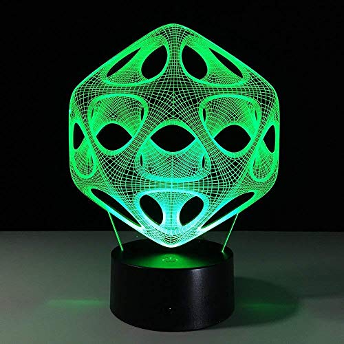 Preisvergleich Produktbild Weihnachtsgeschenke Gaming Lights Abstrakte Spirallöcher Schreibtisch Tischlampe Dekoration 3D-Illusionslampe Acrylplatte Stereoeffekt Nachtlicht mit 7 Farben Wechsel mit Fernbedienung