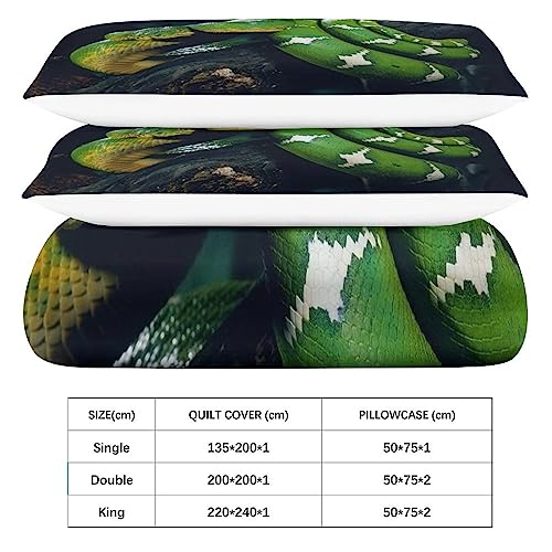 Ensemble taie d'oreiller housses de couette serpent 3D lit microfibre