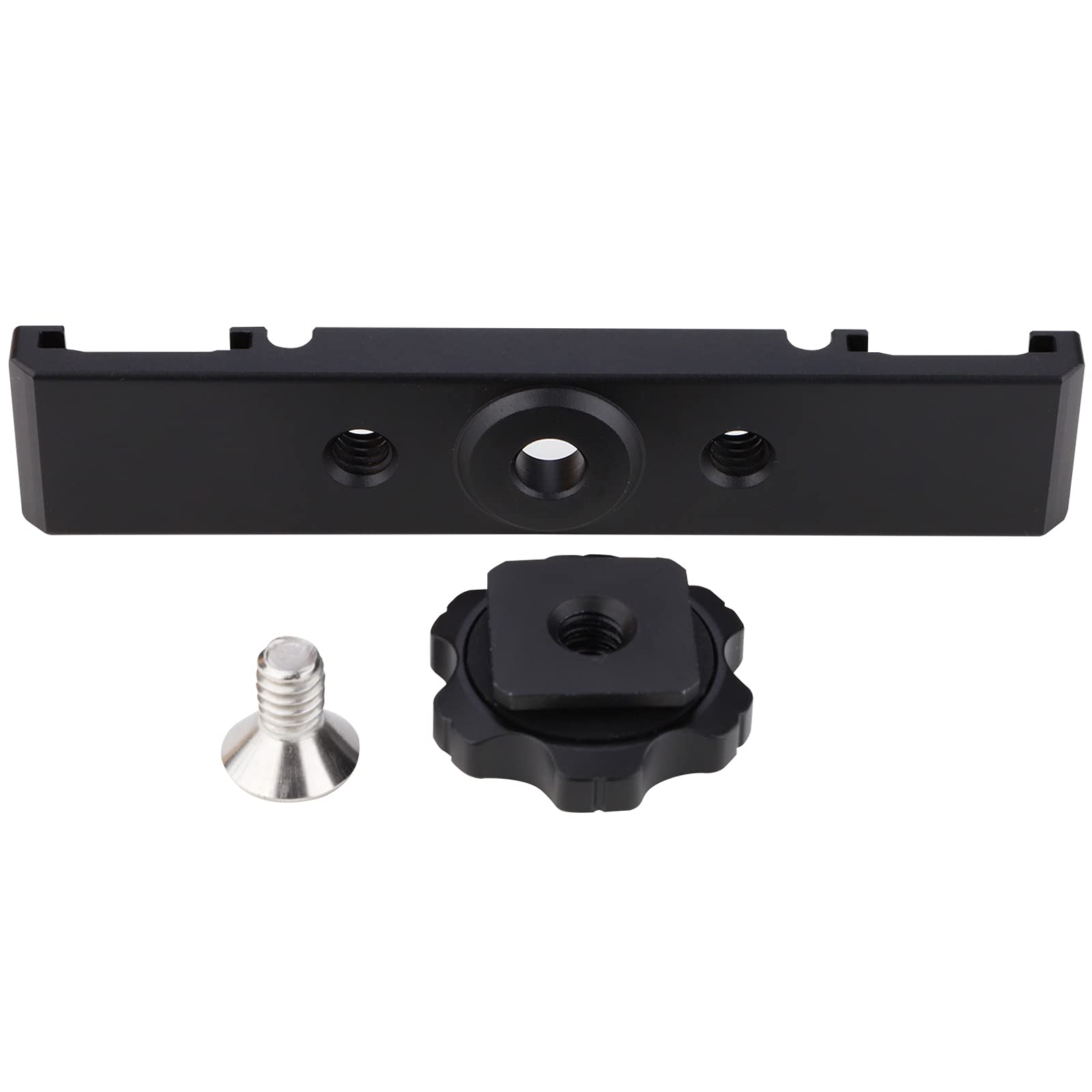 Doppelter Blitzschuh-Halter, Dual-Blitzschuh-Verlängerungsleiste, doppelter Kaltschuh-Adapter, Kabelschlitz-Bajonett-/1/4-Gewinde-Löcher für Mikrofon, Kamera, Reflektor-Panel, Teleprompte Monitor