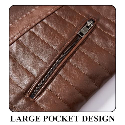 Men's Cool Bomber Pilot Leather Jacket Mens Winter Motorcycle Varsity Fleece Jackets4