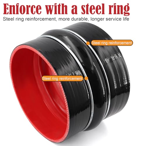 Image of Straight Coupler Silicone Hose ID 5 inch 4 Ply Polyester Reinforcement as Turbocharger Tube Air Intake Pipe with 2 Stainless Steel T Clamps