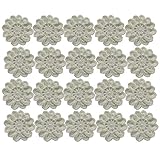 2'' Handmade Crocheted Cotton Cream White Appliques Flower Embellishments for Crafts, Clothing, Headbands, Hats, Gift Package Needs, Pack of 20