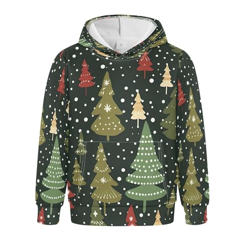 Kids Hoodies Sweaters Christmas Xmas Trees Hooded Sweatshirts with Big Pockets for Boys Girls B0400331