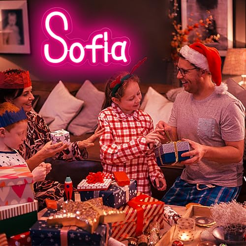 Image of Sofia Name Neon Sign for Wall Decor,LED Sofia Name Neon Light for Kids Bedroom,Birthday Party Decor,Neon Sign Sofia for Wall Decor,Sofia Birthday Decor for Girl,Size 9 * 5.9 inch(JTLD012-08)