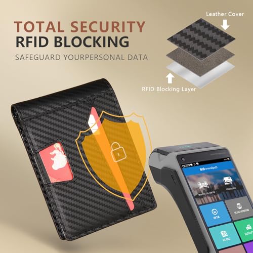 RFID Wallet for Men, Leather Mens Wallet with 2 ID Windows, Stylish in Gift Box, Perfect Gifts for Men(Black)3