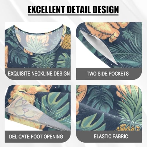 ALAZA Cute Pineapples Cats Pajama Set Short Sleeve Sleepwear Soft Lounge Nightwear4