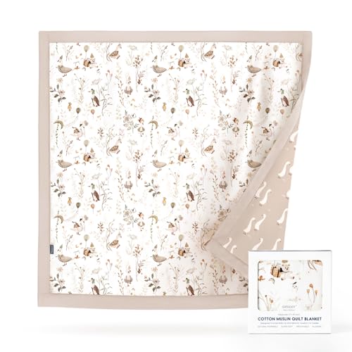 Image of GRSSDER Muslin Cotton Quilt Blanket - Silky Soft and Breathable Baby Blanket Quilt, Oversized Muslin Blankets for Newborns, Toddlers & Kids, 6 Layers Reversible Design for All Seasons, 47 inch x 47 inch