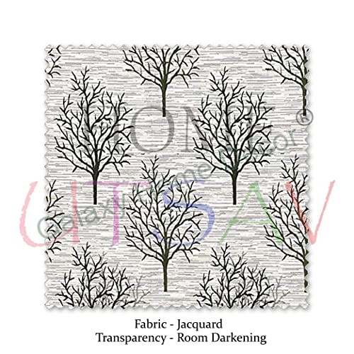 Image of HOME UTSAV 3 Piece Jute Blackout Heavy Jacquard Tree Curtains for Door 7 Feet, Green
