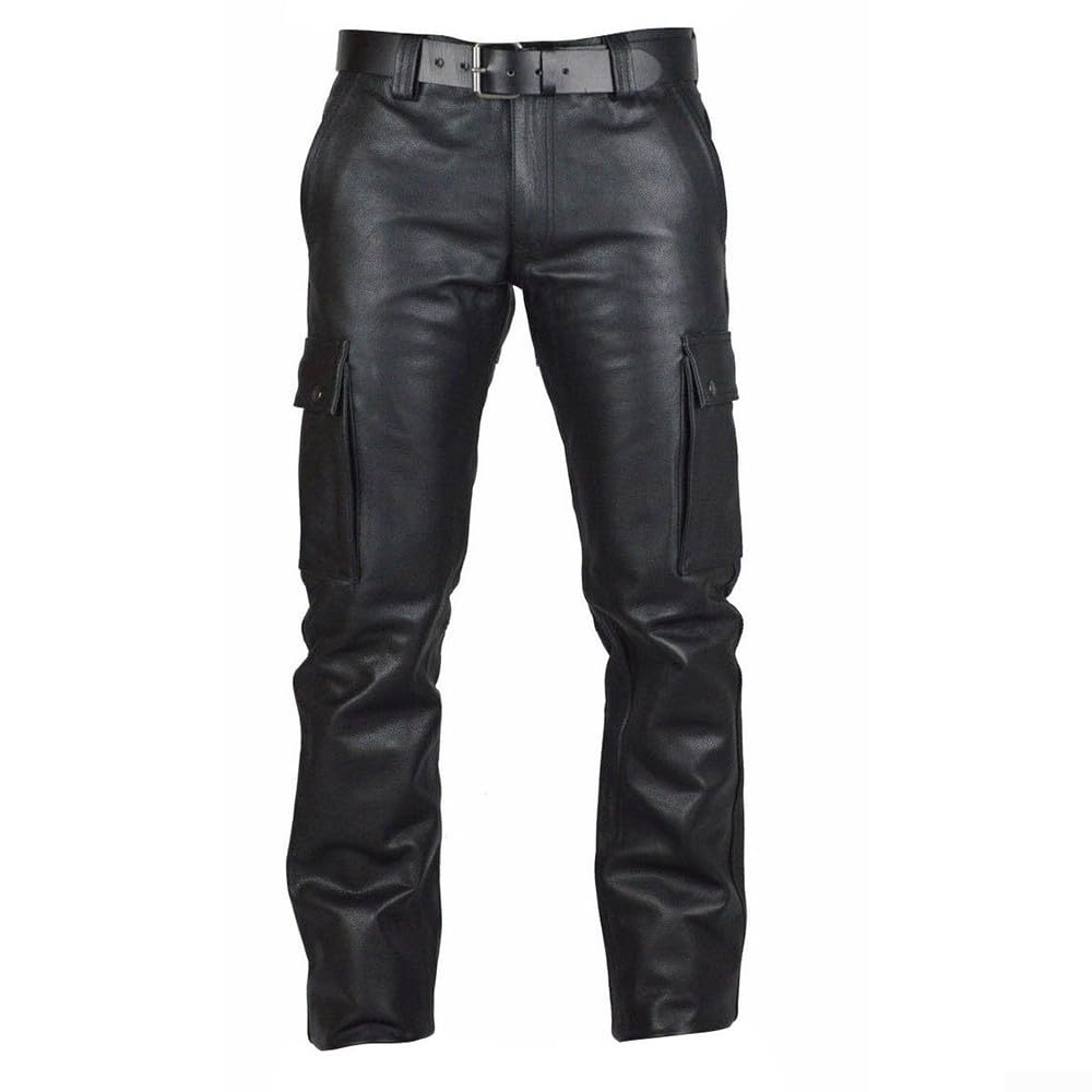 Pantaloni da motociclista da uomo in pelle PU per pantaloni da motociclista slim