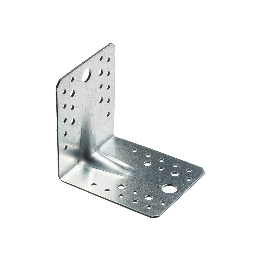 VHG Set di 10 connettori angolari pesanti (105 x 105 x 90 x 2,5) a 90 gradi L staffe angolari, connettori in legno zincato, rinforzo per angoli di costruzione in legno per connettori mobili