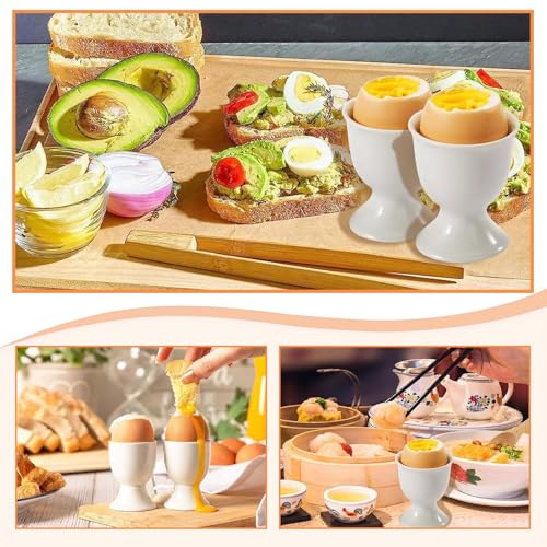 9 Stück Eierbecher Set, 4.8x4.9cm Weiße Runde Eierbecher mit Fuß, Plastik Frühstück Eierhalter Geschirr, Eierbecher Lustig Geeignet für Hart und Weich Gekochte Eier auf Jedem Frühstückstisch (Weiß) – Bild 6
