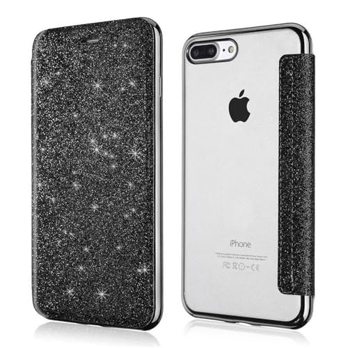 Étui portefeuille en cuir pailleté de luxe et TPU pour iPhone 14 Pro Max