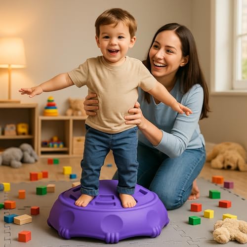Amazon Brand - Jam & Honey 2-in-1 Rocking and Climbing Dome for Toddlers | Indoor/Outdoor Wobble Disk | 25kg Weight Capacity | Kids 2-5 Years | Balancing Board for Kids - Image 3 thumbnail