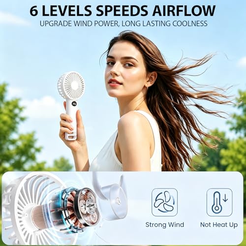 Mini ventilateur portable USB 6 vitesses avec écran LED intelligent