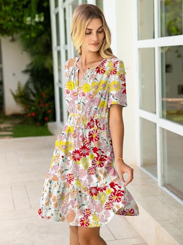 Image of Simplee Womens 2026 Summer Mini Dress Eyelet Short Sleeve Cocktail Short Dresses Cute A Line Sun Dress with Pockets