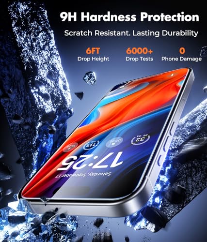 Image of UNBREAKcable 2-Pack Screen Protector for iPhone 16 Pro Max Tempered Glass | Military Grade Shatterproof, 9H+ Hardness, 99.99% HD Clear, Bubble-Free, Easy Installation Frame, for iPhone 16 Pro Max