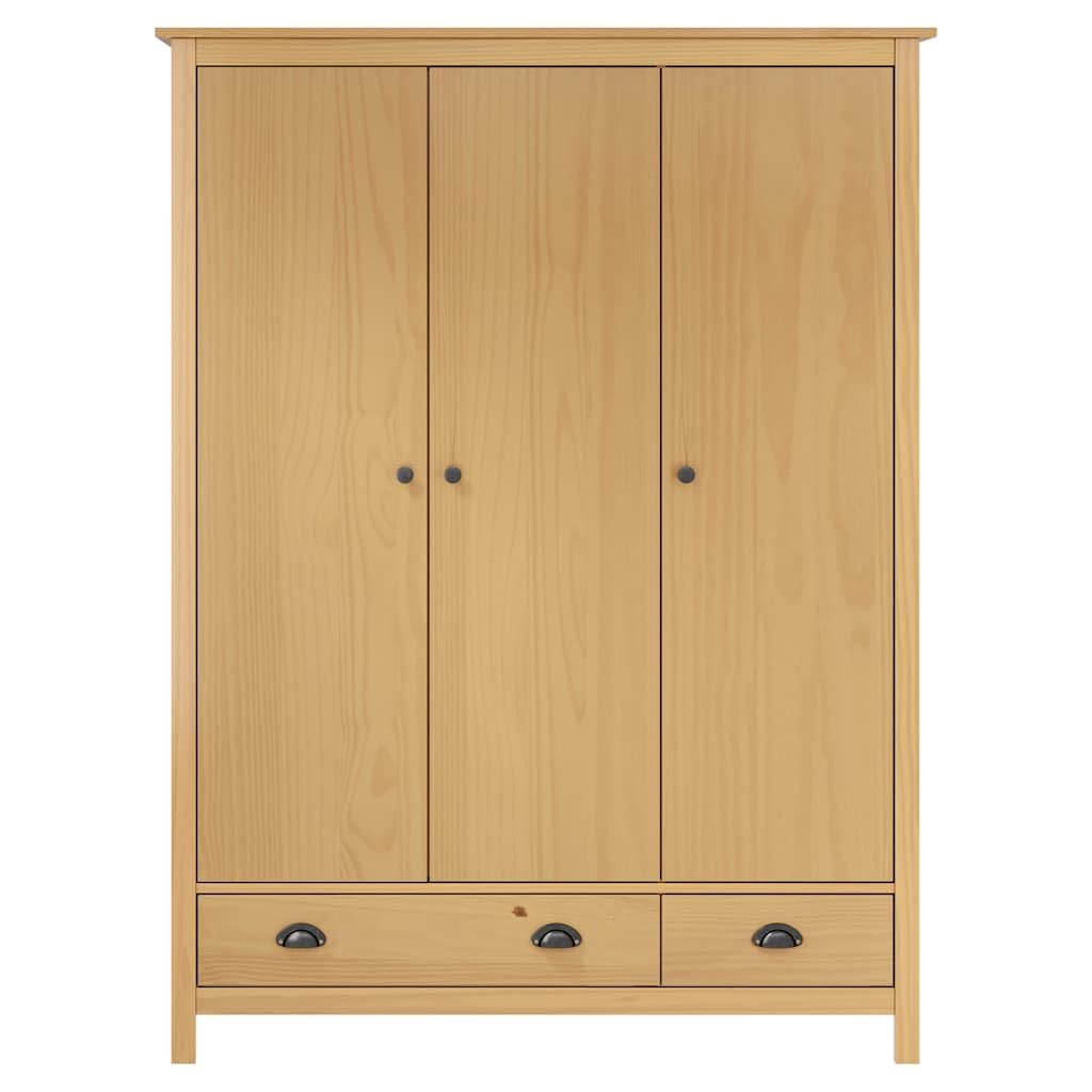 Hill - Armadio con 3 ante, 127 x 50 x 170 cm, in legno massello di pino con cassetti e mensola, per camera da letto, corridoio, cameretta dei bambini