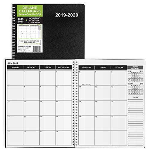 2019-2020 Delane Annual Planner-18 Month Academic Monthly ScheduleSpiral Bound Appointment Book Schedule Your School or Work DayStudent/Teacher Agenda with Premium Paper,8.5 x 11,Slate Black