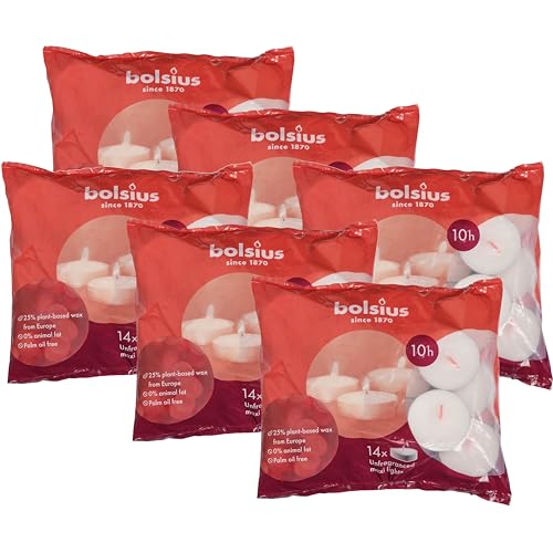 Bolsius Maxi Teelichtkerzen - Weiß - 84 Stück - Lange Brenndauer von...
