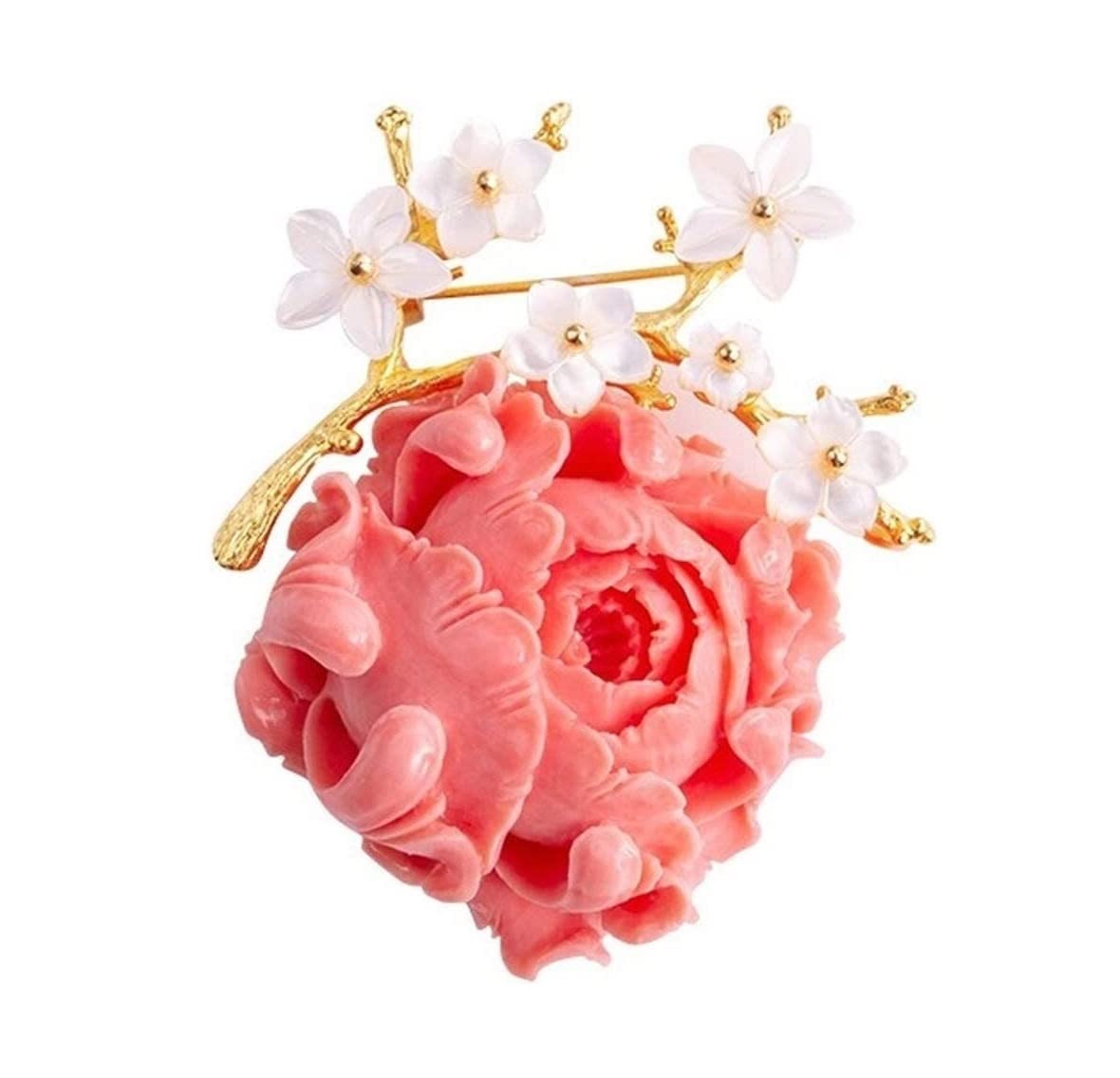 Broche de moda, broche de peonía for mujer, Pin de solapa Floral plateado, abrigo Retro, broche de cárdigan, broche exquisito