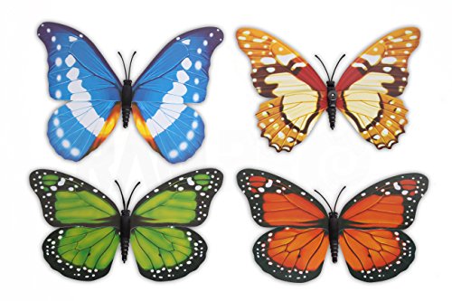 4 pc RAM-PRO Beautiful Large Colorful & Realistic 3-D Design Assorted Butterflies For Refregirator Cabinets Windows Girls Room Garden Locker Decoration…