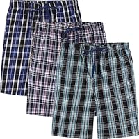 Jveyvth Men's Pajama Shorts Plaid Lounge Pants Relaxed Fit Drawstring Button Open Fly Bronze