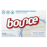 Bounce Fabric Softener Dryer Sheets, Free and Gentle, 105 Count