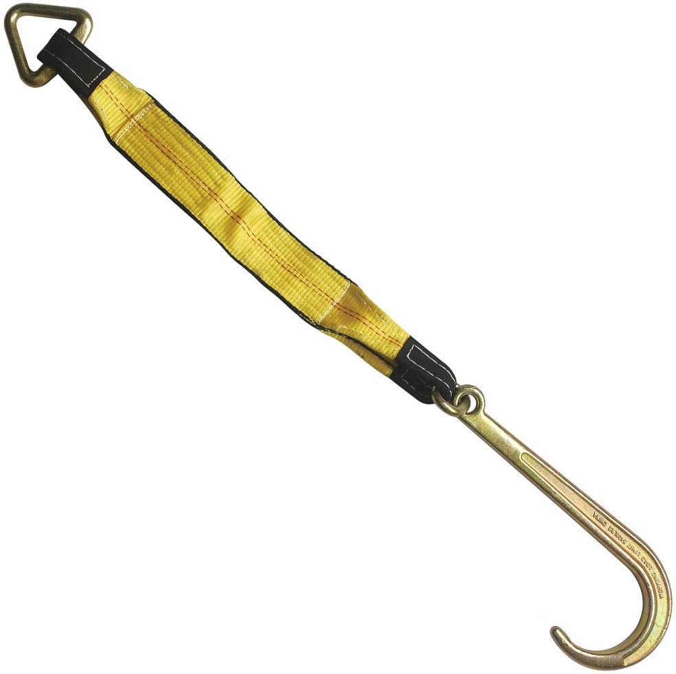 3" x 24" Tow Strap Car Wrecker Recovery Strap with D Ring 15" J Hook 4700 lbs