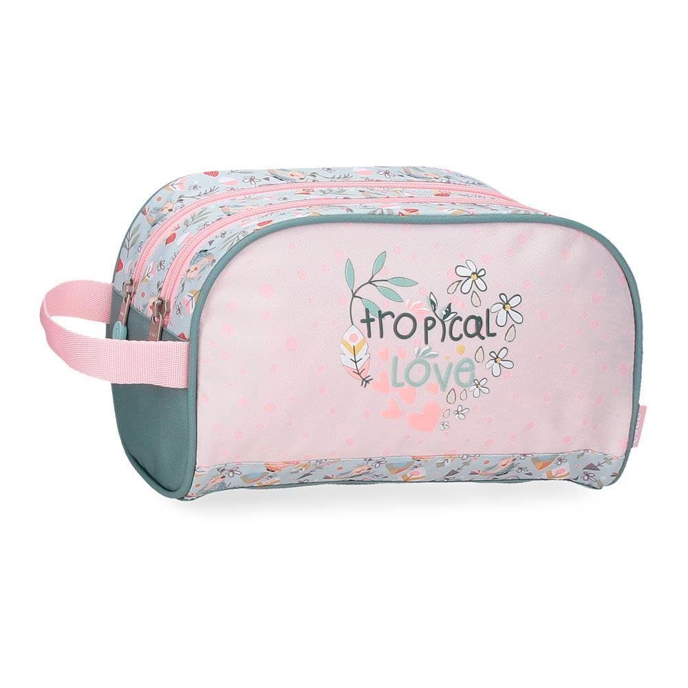 Enso Tropical Love Estuche Escolar, Varios Compartimentos, bandoleras, Tamaño llevarlo en la Mochila o el carterón.