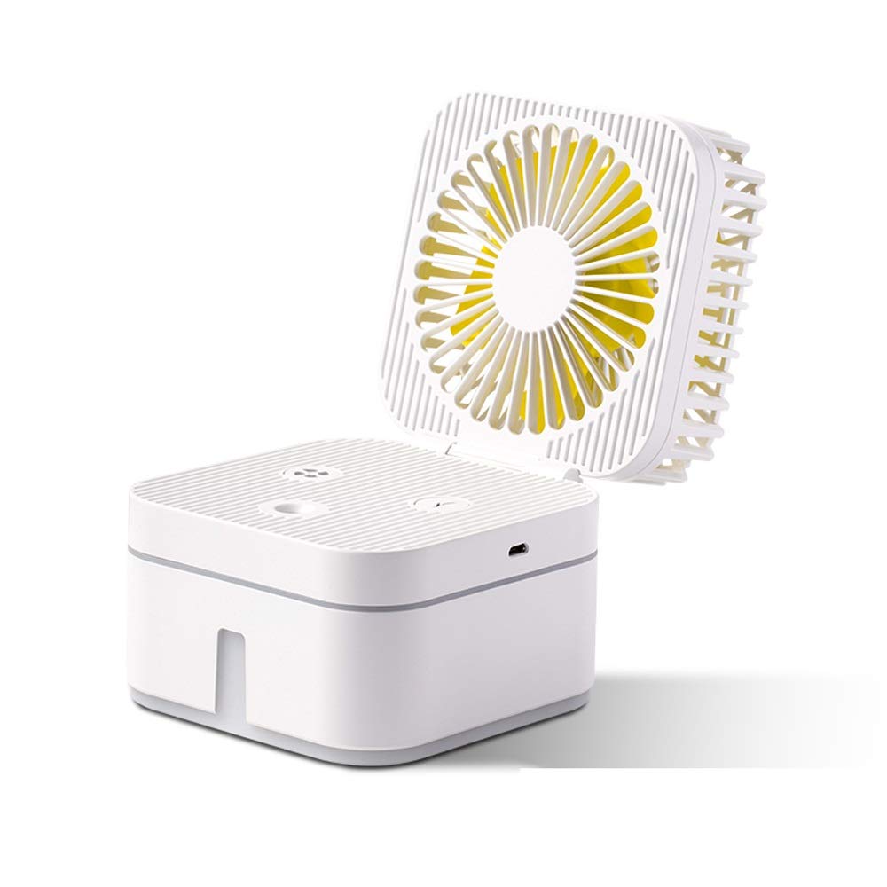 Szblk Fan Mini Fan LED Night Light 3 Speed Fan Cooling Desktop Fan Portable Battery Operated Electric Fan for Office Room Outdoor Household Traveling (Color : White)