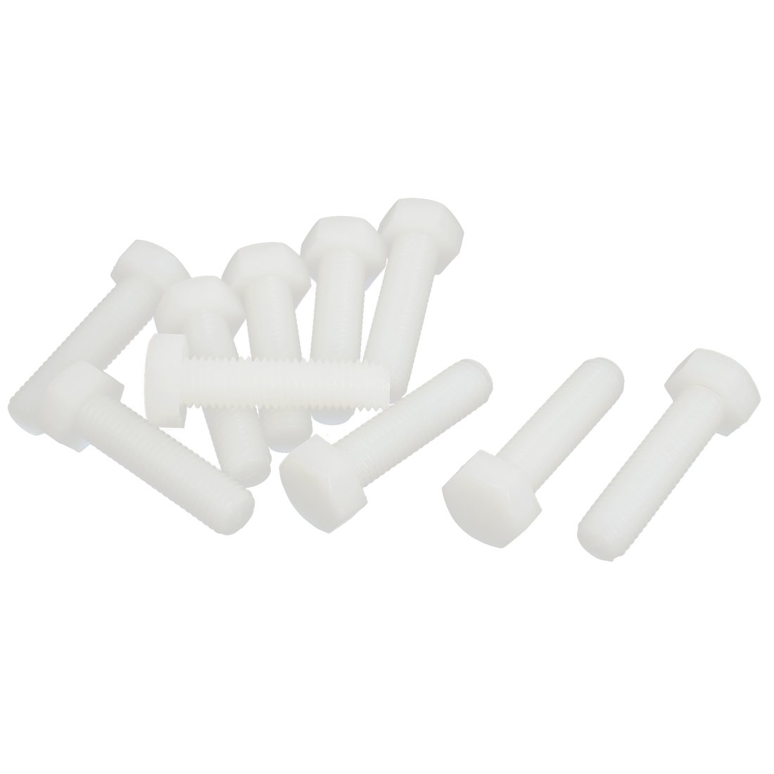 Uxcell White Sourcingmap M10 X 40Mm Full Thread Nylon Metric Hexagon Head Cap Screw Bolt 10 Pcs