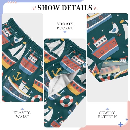 Cruise Ship Anchor Boys Long Pants Soft Trousers Elastic Waist Kids Lounge Bottoms with Pockets S-XL4