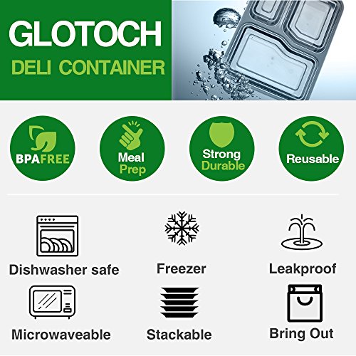 Glotoch 50Pack 34Oz Meal Prep Container,3 Compartment Plastic Food Prep Containers With Lids,Bpa Free,Microwave, Dishwasher Safe Disposable/Reusable Tupperware To Go Containers For Food,Leftover #TOP5