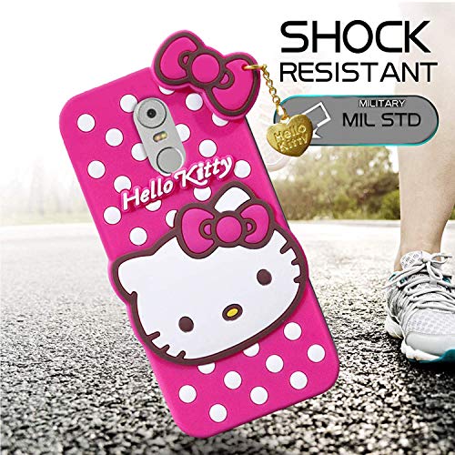 Image of Unirock Hello Kitty Back Case Cover for lenovo k6 note| 3D Cute Hello Kitty Case |Soft Silicone Rubber Back Cover with Pendant Kitty Cover for lenovo k6 note (Pink)