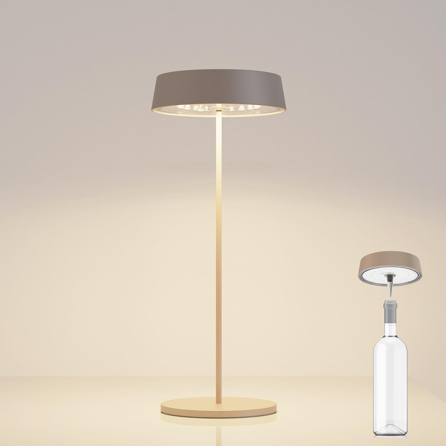 Palmina 901,lampade da tavolo senza fili,Dimmerabile In Alluminio | lampade da tavolo ricaricabili E abat jour senza fili 4400mah,Protezione IP54,luce da tavolo esterno/Interno
