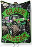 Sunny Side Up Monster Jam Plush Throw Blanket - Measures 46 x 60 Inches - Super Soft & Cozy Fleece Kids Bedding Features Grave Digger