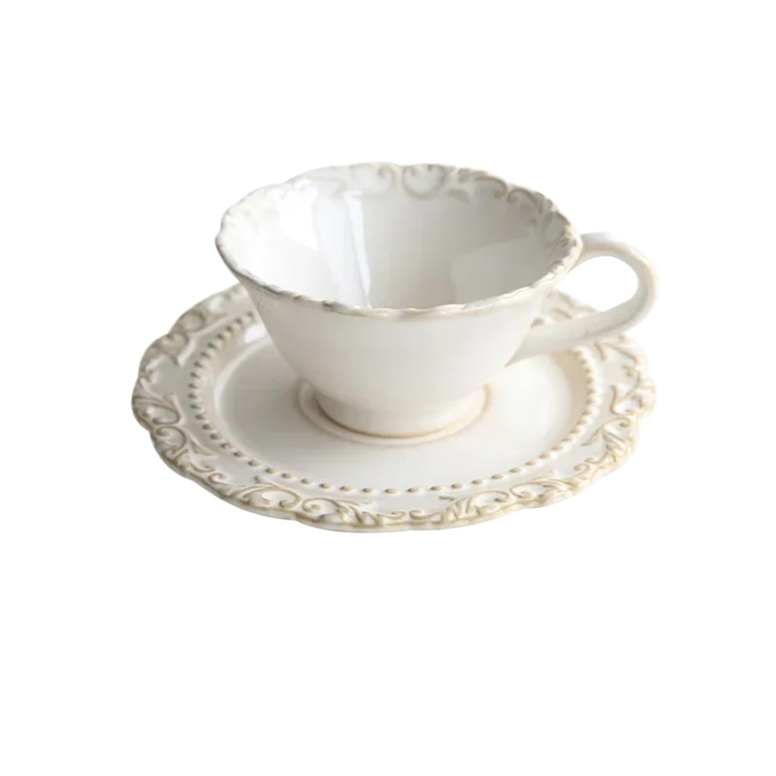 SAeWare Set da tavola in ceramica vintage goffrata stile palazzo piatto da tavola in ceramica piatti da tavola cucina occidentale zuppa set di ciotole, tazza e piatto da 200 ml