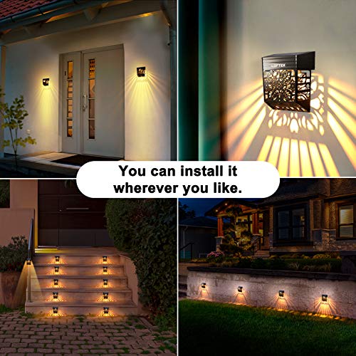 LOFTEK Solar Fence Step Lights Outdoor, AUTO Turn ON/Off Solar Deck Lamps, Waterproof Garden Patio Decorative Fence Lighting for Porch, Yard, Patio, Front Door, Landscape, Stair, Warm White (4 Pack) - Thumbnail 4