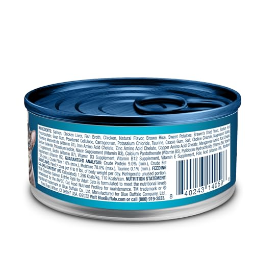 Image of Blue Buffalo Tastefuls Wet Cat Food Pate, Made with Natural Ingredients | Salmon Entree, 3-oz. Cans (24 Count)