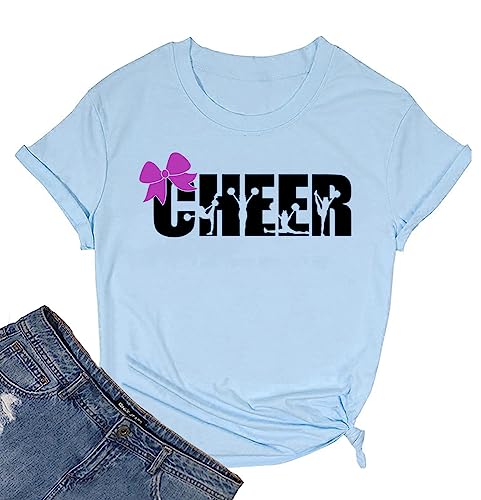 Cheerleader Shirt for Women Cheerleading T-Shirts Casual Graphic Tees Short Sleeves for Cheerleader