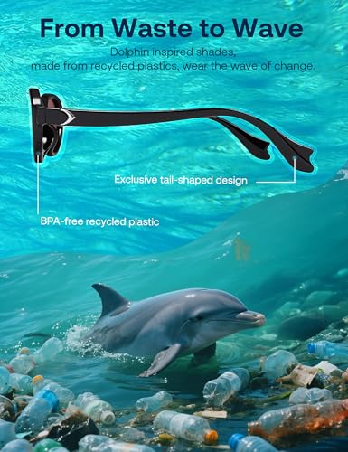 SOJOS Ocean Collection Polarized Retro Oval Small Sunglasses Womens Recycled Plastic Frame Eco-Friendly UV400, Echo2