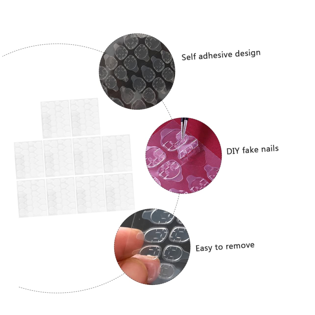 Healvian 150pièces Autocollants Adhésifs Pour Transparent Gel Jelly Colle Faciles à Utiliser Idéals Pour Manucure Et Décoration Parfaits Pour Événements Et Fêtes