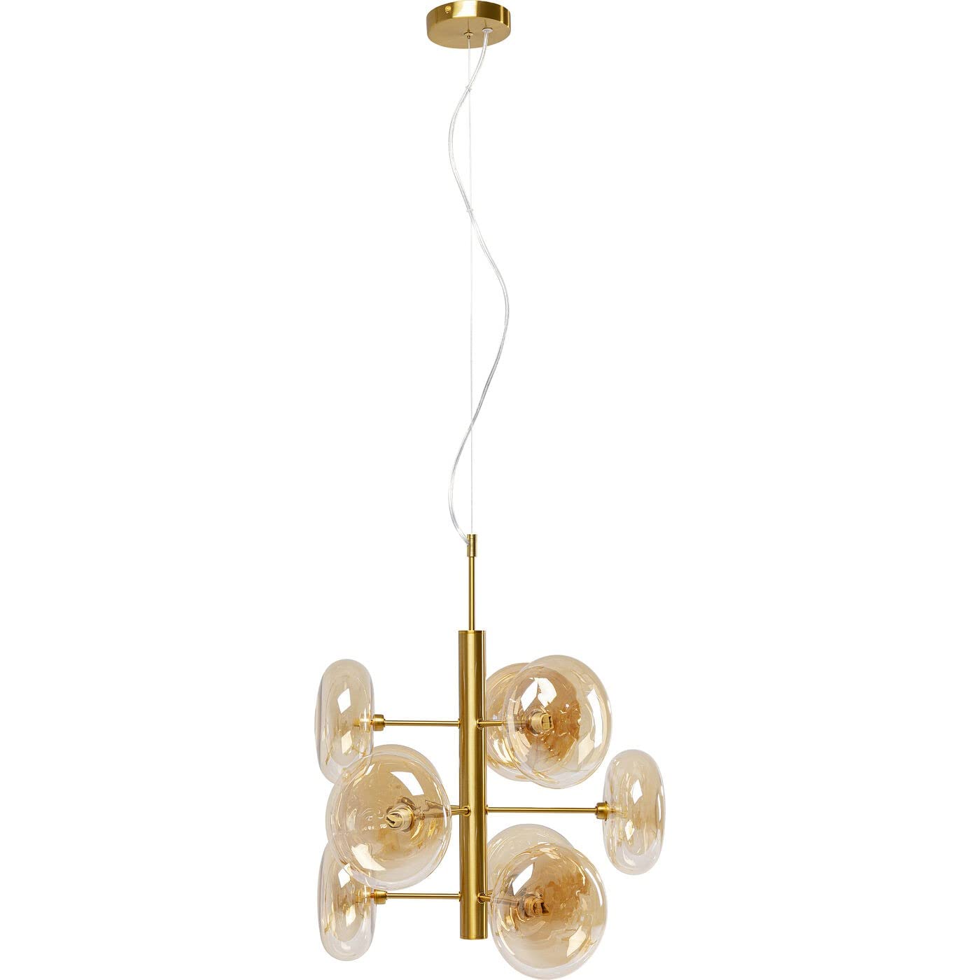 Kare Design Hängeleuchte Headlight Brass, Gold, Pendelleuchte, Lampe, Deckenleuchte, Esstischleuchte, Wohnzimmer, 61-206cm höhenverstellbar, Leuchtmittel nicht inkl., 155x53x53cm