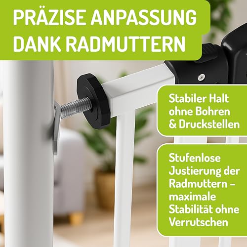 BOMI Y-Adapter 4er Set Silber I Metall Spindel für Türschutzgitter und Treppengitter I M10 Gewinde, geeignet für Geländer bis 60 mm I Anti-Rutsch Funktion | Zubehör für Kinderschutzgitter ohne Bohren