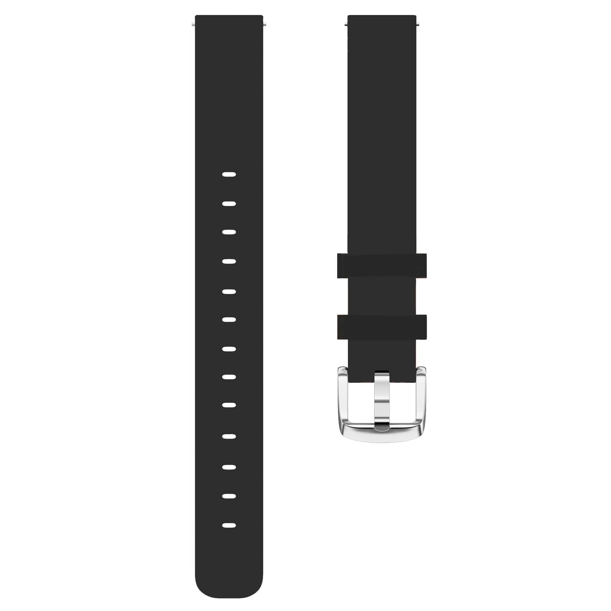 EANWireless Compatible for Garmin Lily 2 Watch Band, 14mm Leather Strap with Silver Metal Buckle Replacement Accessory Women Compatible for Garmin Lily2 Bands, Black