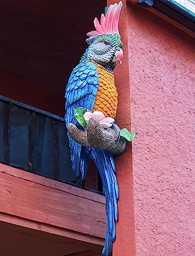Teaeeno RESIN BIRDS Real Resin Wall Bird Statue Decor,Real Parrot Sculpture Home Decor,Outdoor Indoor Figurine Ornaments-Garden Tree Sculpture,Resin Animal Statue For Garden, Terrace,Lawn,Yard thumb #4
