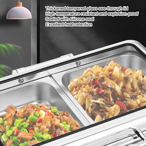 Set di scaldavivande in acciaio inox per servire, vassoi per buffet per eventi e ristoranti, ideali per condimenti e esposizione di cibo