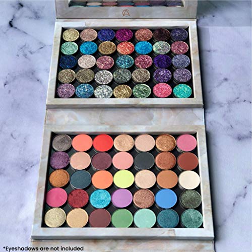 Marble Extra Large Empty Magnetic Makeup Palette Holds 70 Standard Magnetic Eyeshadows. Depot Your Highlighters, Blushes, Powders And More #TOP5